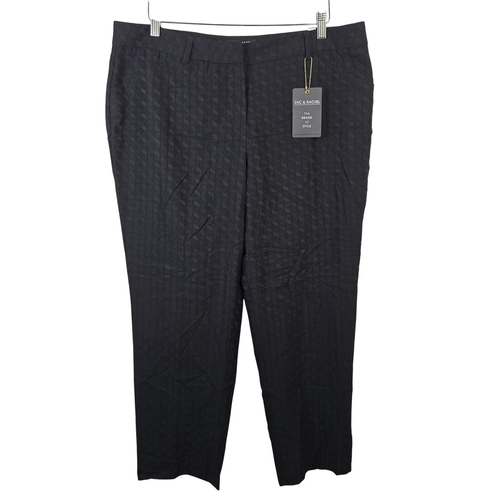 Zac & Rachel Womens Black Slim Ankle Trousers Textured Stretch Pants Size 16 NEW